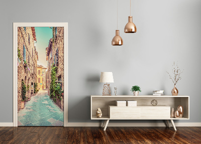 Self-adhesive door wallpaper Italian streets