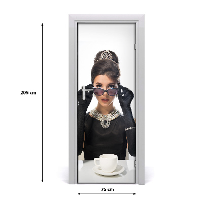 Door wallpaper A woman with glasses