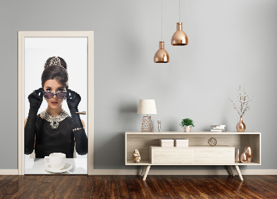 Door wallpaper A woman with glasses