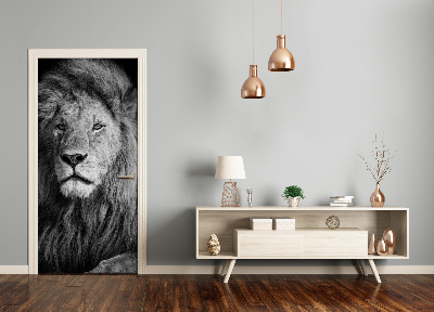 Self-adhesive door sticker Wall portrait of a lion