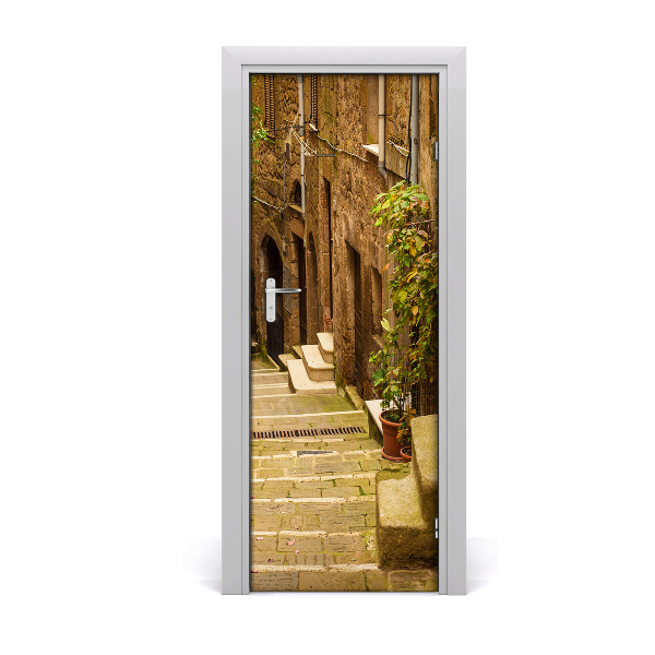 Self-adhesive door wallpaper Italian streets