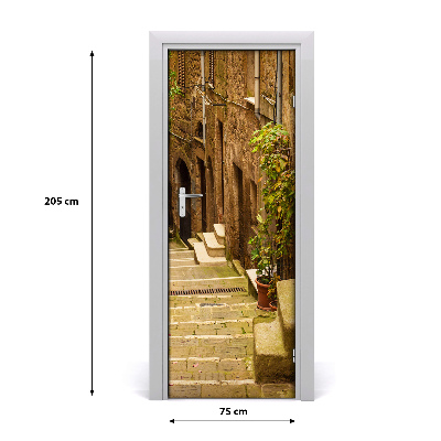 Self-adhesive door wallpaper Italian streets