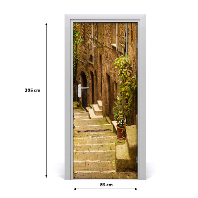 Self-adhesive door wallpaper Italian streets