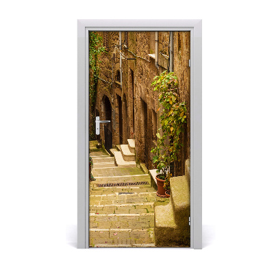 Self-adhesive door wallpaper Italian streets