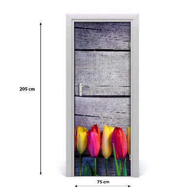 Self-adhesive door sticker Colorful tulips