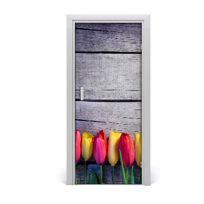 Self-adhesive door sticker Colorful tulips