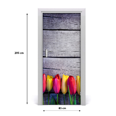 Self-adhesive door sticker Colorful tulips