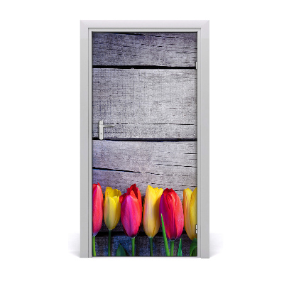 Self-adhesive door sticker Colorful tulips