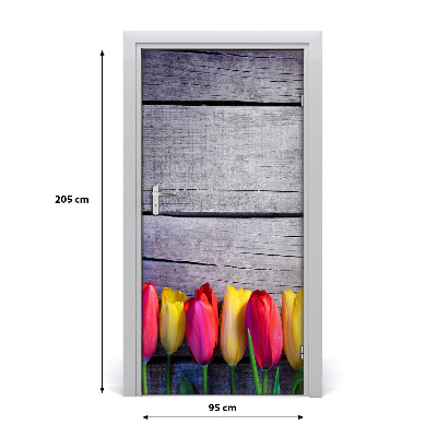 Self-adhesive door sticker Colorful tulips