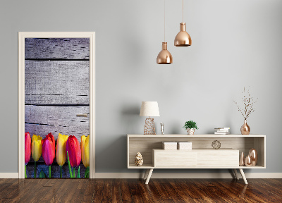 Self-adhesive door sticker Colorful tulips