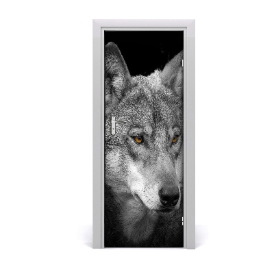 Self-adhesive door sticker Portrait of a wolf