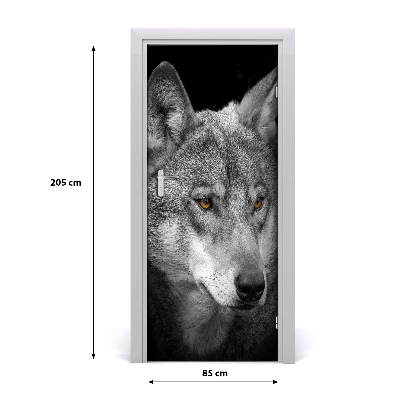 Self-adhesive door sticker Portrait of a wolf