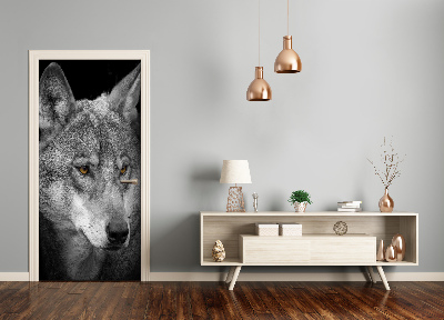 Self-adhesive door sticker Portrait of a wolf