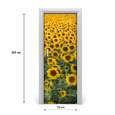 Self-adhesive door wallpaper Field of sunflowers