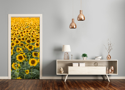 Self-adhesive door wallpaper Field of sunflowers