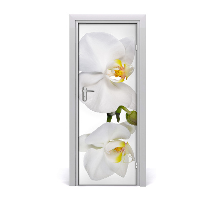 Self-adhesive door sticker White orchid