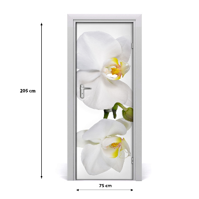 Self-adhesive door sticker White orchid