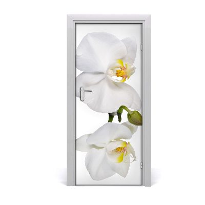 Self-adhesive door sticker White orchid