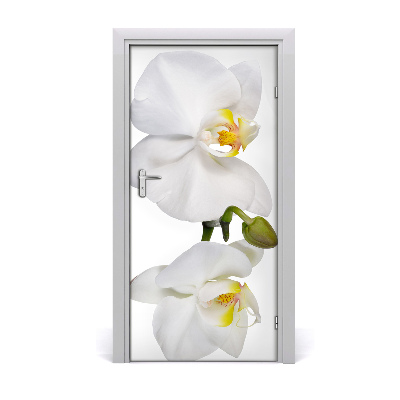 Self-adhesive door sticker White orchid