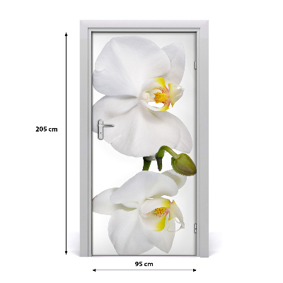 Self-adhesive door sticker White orchid