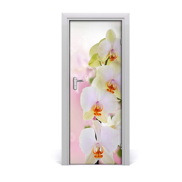 Self-adhesive door sticker White orchid