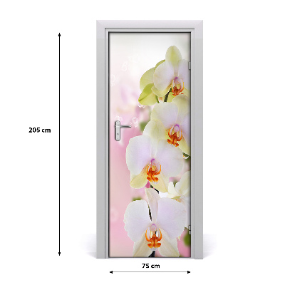 Self-adhesive door sticker White orchid