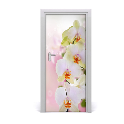 Self-adhesive door sticker White orchid