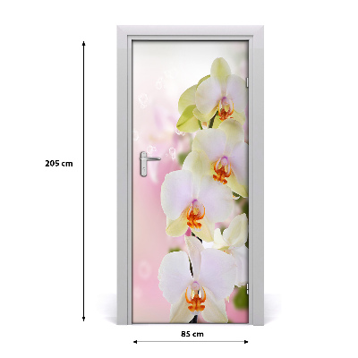 Self-adhesive door sticker White orchid