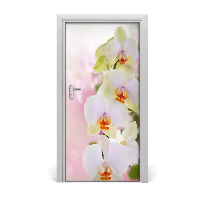 Self-adhesive door sticker White orchid