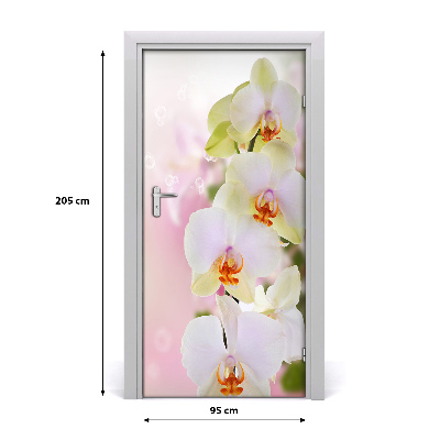 Self-adhesive door sticker White orchid