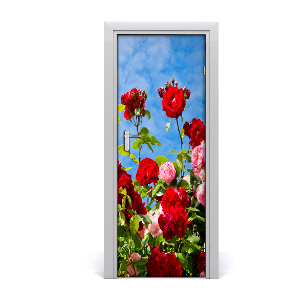 Self-adhesive door sticker The wall of a wild rose