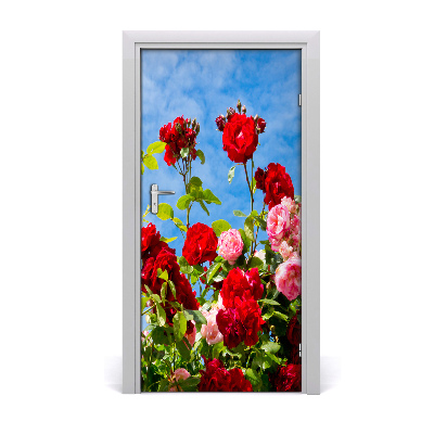 Self-adhesive door sticker The wall of a wild rose