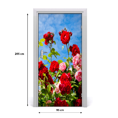 Self-adhesive door sticker The wall of a wild rose