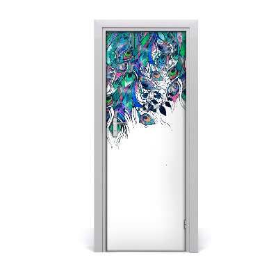 Self-adhesive door sticker Wall peacock feathers