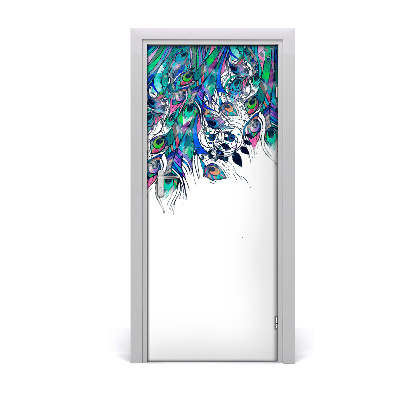 Self-adhesive door sticker Wall peacock feathers