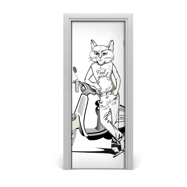 Self-adhesive door sticker Cat male