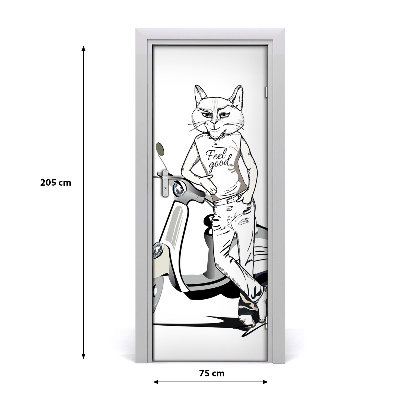 Self-adhesive door sticker Cat male