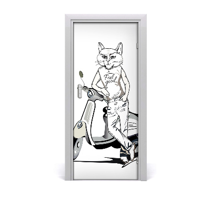 Self-adhesive door sticker Cat male