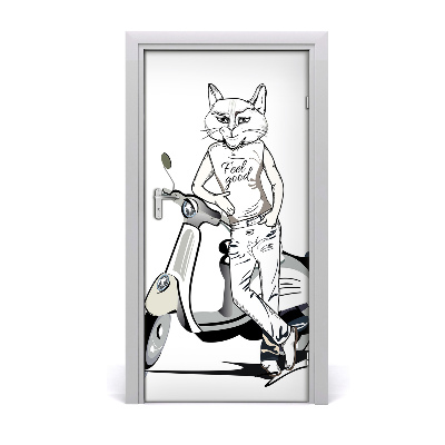 Self-adhesive door sticker Cat male