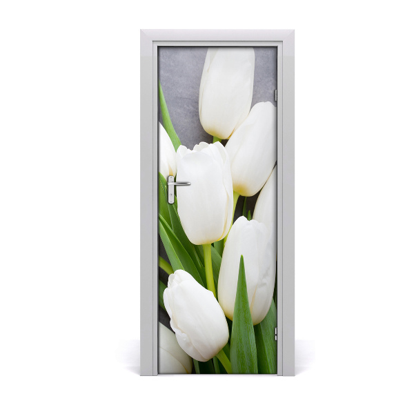 Self-adhesive door sticker White tulips