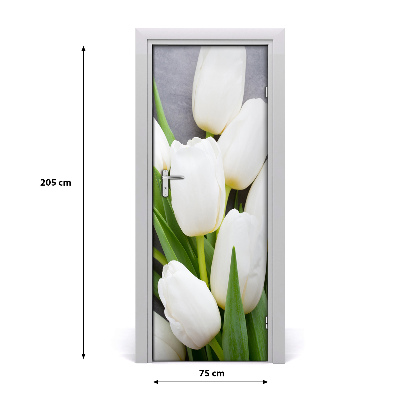 Self-adhesive door sticker White tulips