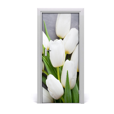 Self-adhesive door sticker White tulips