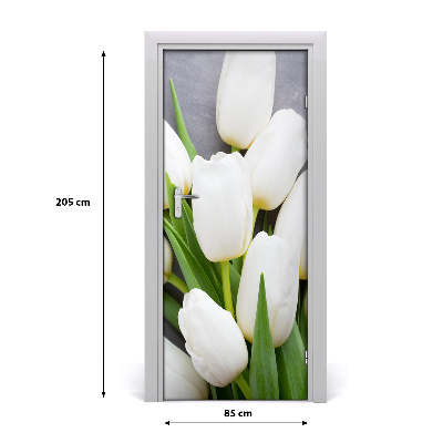 Self-adhesive door sticker White tulips