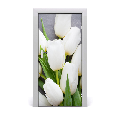 Self-adhesive door sticker White tulips