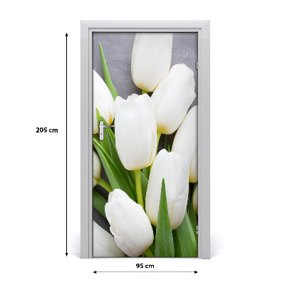 Self-adhesive door sticker White tulips