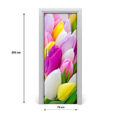 Self-adhesive door sticker Colorful tulips