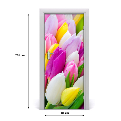 Self-adhesive door sticker Colorful tulips