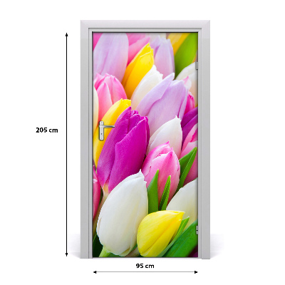 Self-adhesive door sticker Colorful tulips