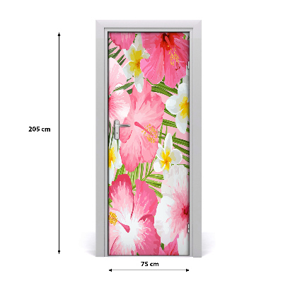 Self-adhesive door veneer Tropical flowers