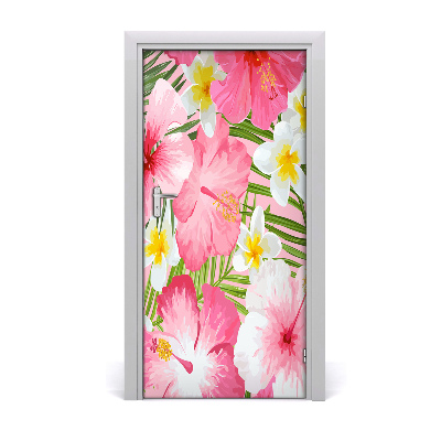 Self-adhesive door veneer Tropical flowers